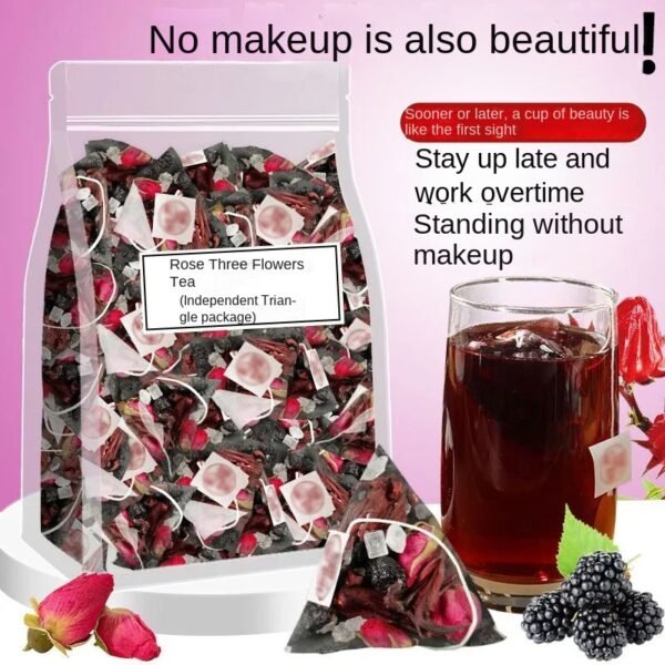 Mulberry Rose Roselle Flower Tea, Tea Bag, Health Tea Suitable for Girls, Soaked in Water, Regulating Qi and Blood, Beautifying Beauty and Nourishing Appearance